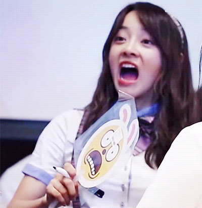 부채그림 표정 따라하는 세정이.gif
